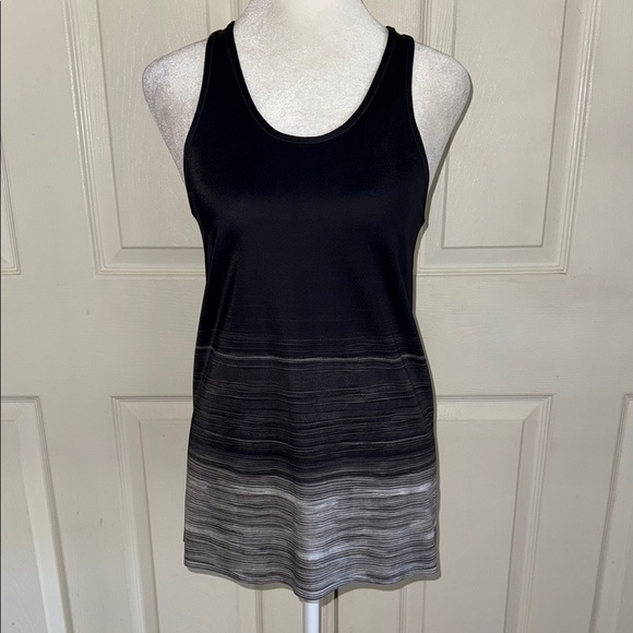 Norma Kamali Black Ombre Striped Active Racerback Tank - Picture 1 of 5